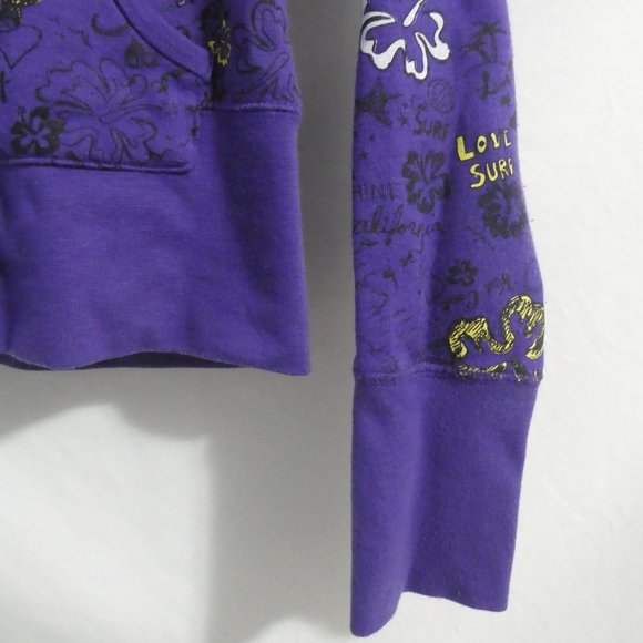 360 SURF | medium | Zip-Up Graphic Purple Hooded Sweatshirt | Hoodie | NWOT - Picture 9 of 16